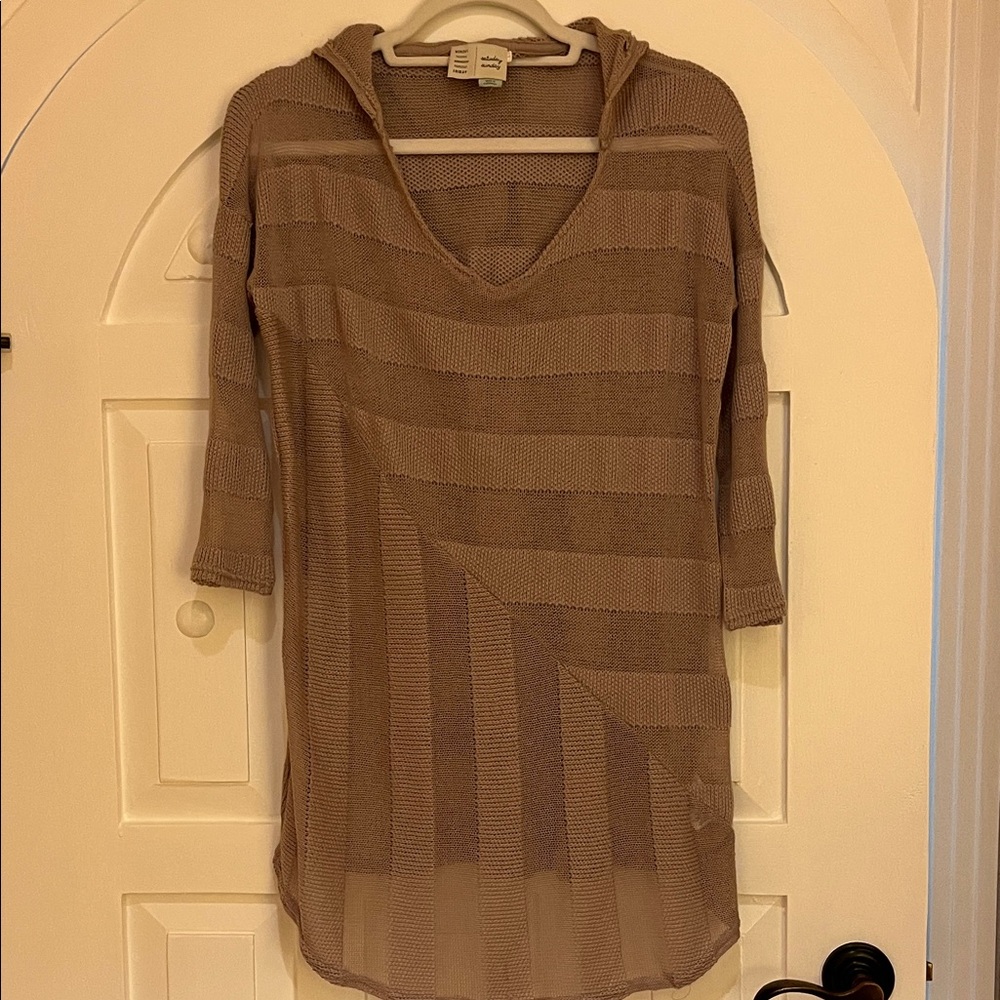 Women's Tan Hooded Tunic Top